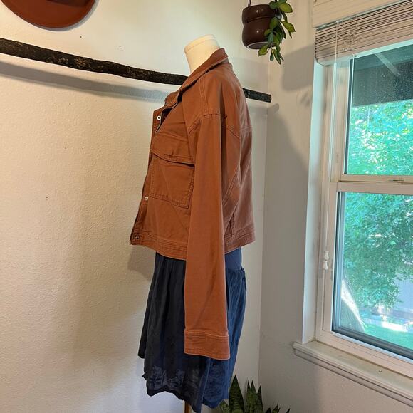 Abercrombie & Fitch Pink Cotton Utility Cargo Cropped Zip Up Jacket Size XL - Picture 4 of 11